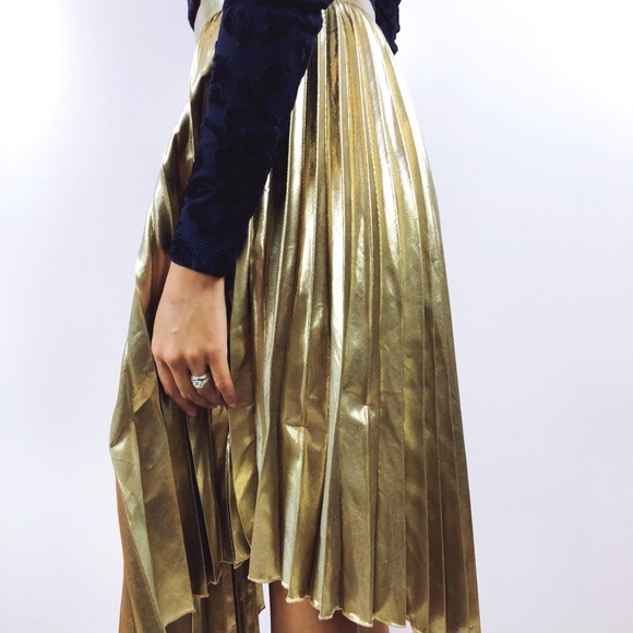 asos metallic pleated skirt